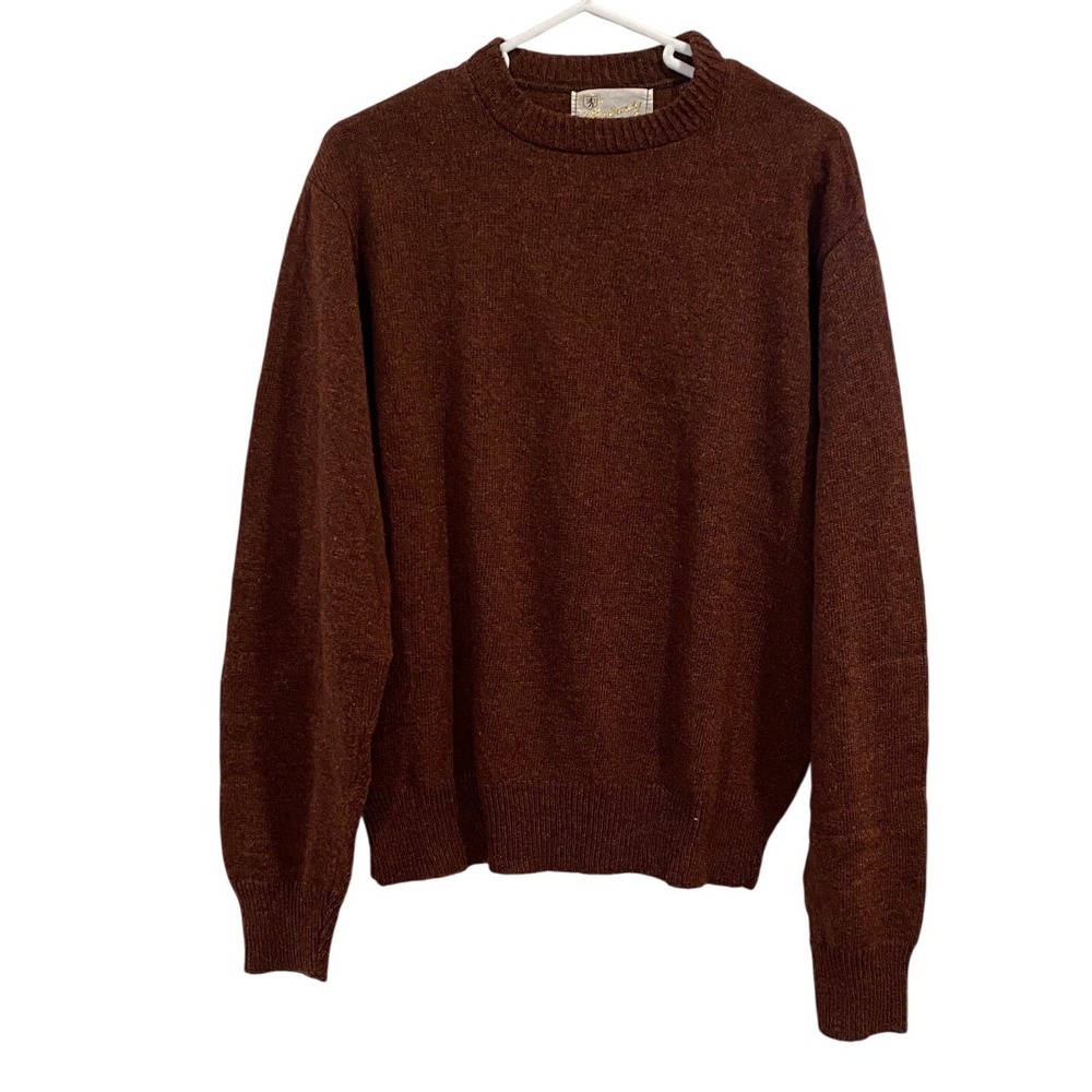 Vintage Lombardy Knitwear Wool Blend Crewneck Sweater Rust Brown Womens Medium